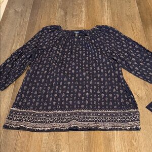 Chaps Navy Printed Peasant Tunic